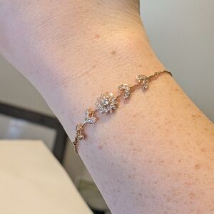 Adjustable Gold Plated Floral Bracelet